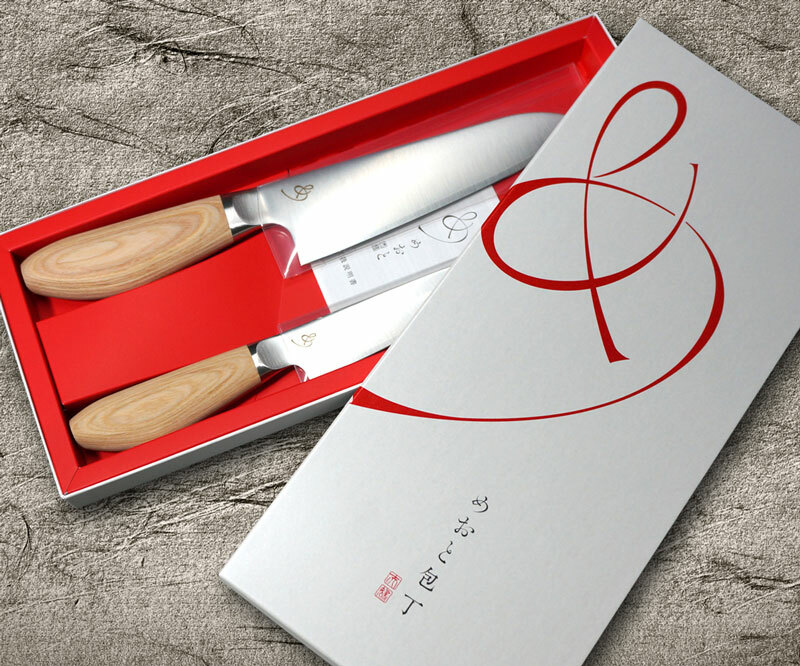 Kei Kobayashi R2 Special Finished CS Japanese Chef's Knife SET  (Gyuto210-Slicer-Bunka-Vegetable-Petty) with Red Lacquered Wood Handle