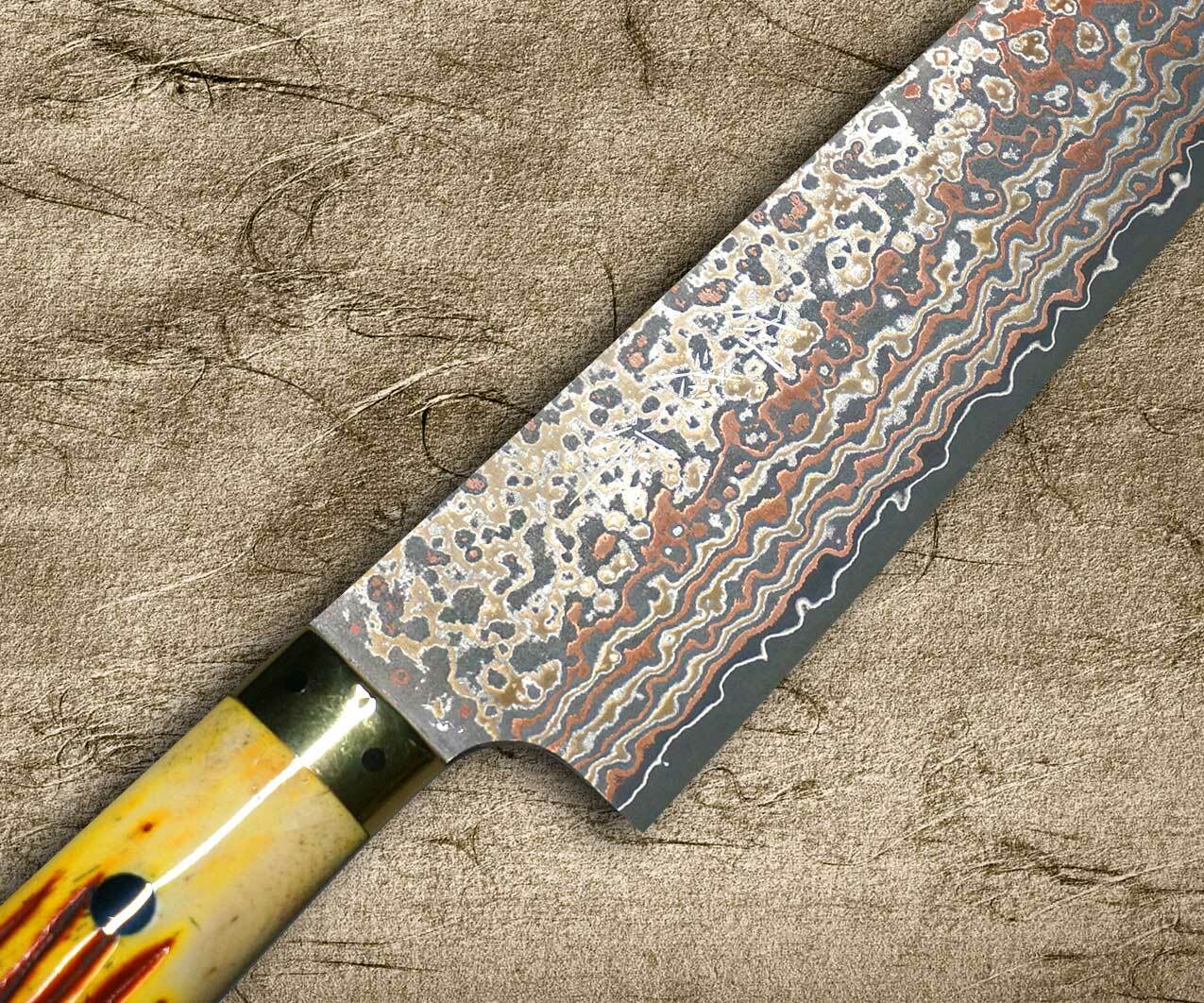 Brands - Takeshi Saji - Takeshi Saji R2 Diamond Finish Damascus NNM -  Japanese Knives Shop - Hocho Knife