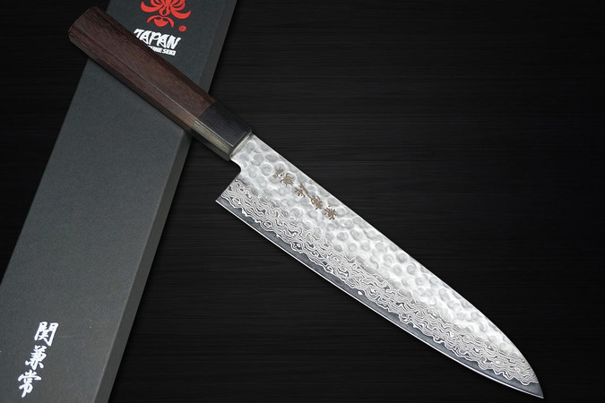 Kanjo Hammered MV steel Gyuto Chef Knife 210mm Bolster – Bay Trade Japan  Knife Store