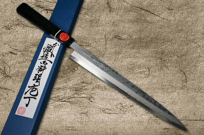 田中重木银三银3号钢大马士革日本EB厨师柳刃（刺身）270毫米乌木