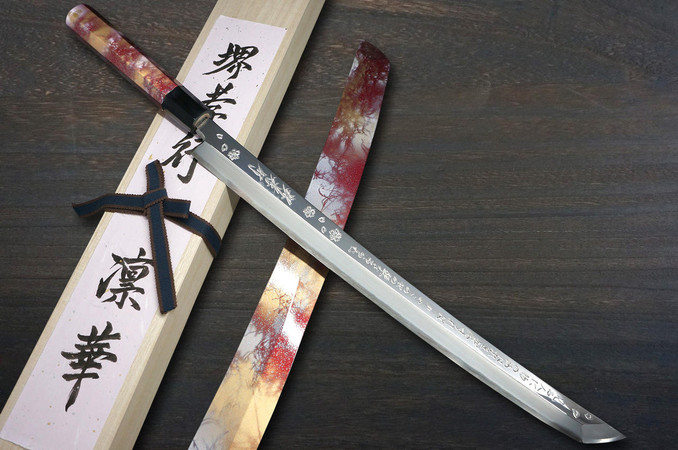 日本刀　残欠　合法サイズ　竹製ハンドル　錦鯉　レザーシース 日本刀 残欠 合法サイズ 竹製ハンドル 錦鯉 レザーシース - メルカリ