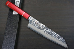 Sakai Takayuki 33-Layer VG10 Damascus Urushi Chefs Kengata-Gyuto Knife 190mm with Japanese Lacquered Oak Handle KOUSEKI