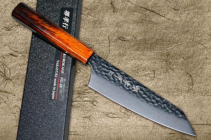 Sakai Takayuki Non-Stick Coating VG10 Hammered WA KUROKAGE Japanese Chef's  Santoku Knife 170mm with Wenge Handle