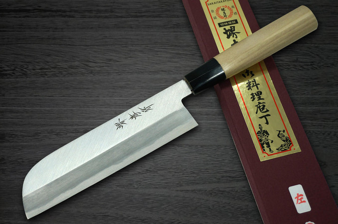 左手用] 堺孝行霞鸟水牛镡日本厨师用镰形牛刀（蔬菜） 165mm |日本刀