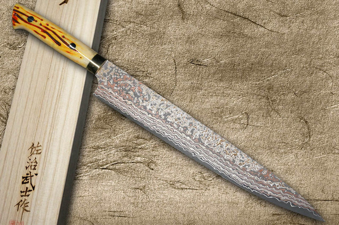 Takeshi Saji VG10W Colored Damascus Nashiji DHO Japanese Chef's