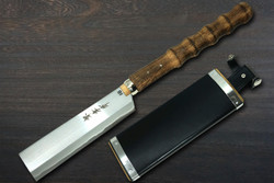 Sakai Takayuki Shirogami No.1 Migaki Japanese Chef's Chopper 180mm with Long Lacquered Oak Handle 