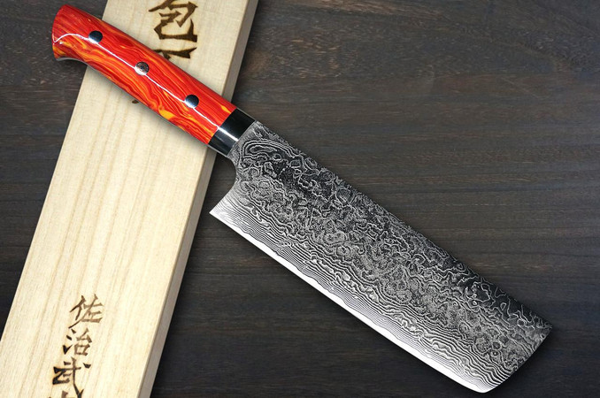 Takeshi Saji R2 Diamond Finish Damascus TCR Japanese Chef's Nakiri