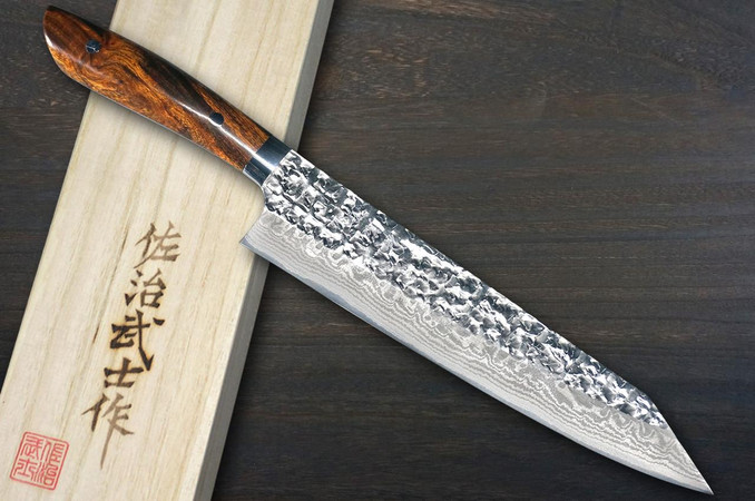 Takeshi Saji SRS13 Mirror Hammered Damascus IRN Japanese Chef's