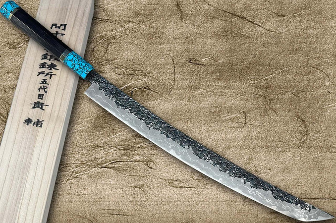Kisuke Manaka ENN Blue#1 Kurouchi Hammered EBTCA2 Japanese Chef's