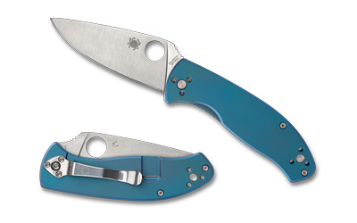 Spyderco Tenacious Ti 3.35-Inch Blue and Silver Folding Knife - Model C122TIBLP