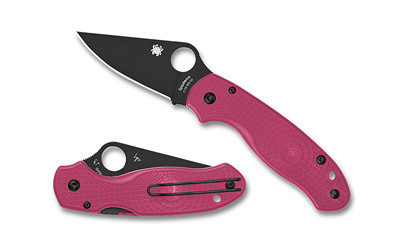 Spyderco Para 3 Lightweight Folding Knife with Black DLC Coating and Pink Handle - Model C223PPNBK