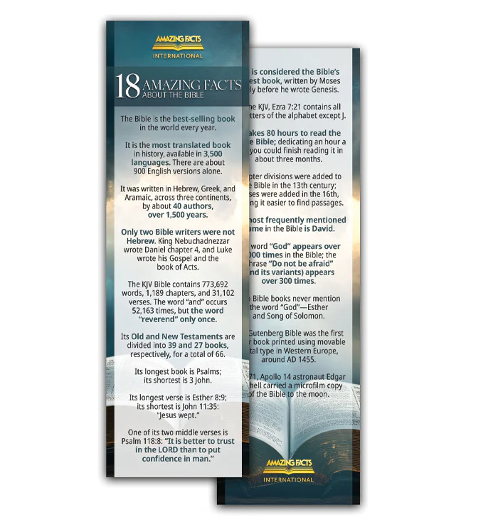 18 Amazing Bible Facts Bookmark (25/Pack) by Amazing Facts