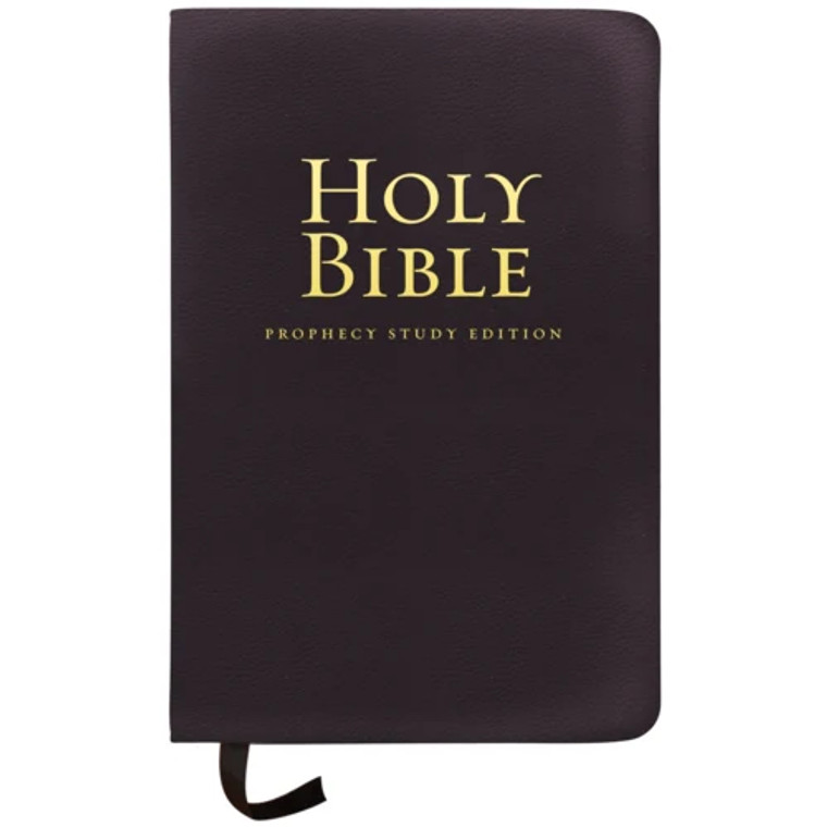 NKJV Prophecy Study Bible Black GENUINE Leather by Amazing Facts