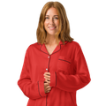 Woman wearing Anuri women’s long sleeve pajama top