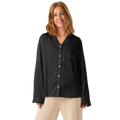 Woman wearing Anuri women’s long sleeve pajama top