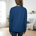 Lyons Blue relaxed recycled sweatshirt viewed from the back.