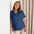 women’s short sleeve pajama top, button-up front, and chest pocket by Anuri Activewear.