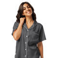 women’s short sleeve pajama top, button-up front, and chest pocket by Anuri Activewear.