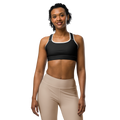 Front view of the Anuri Kinetic Racerback Sports Bra featuring a scoop neckline and white contrast athletic binding.