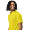 Model wearing Anuri slim fit polo shirt in Lemon Grass – lightweight, breathable, and eco-friendly