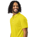 Model wearing Anuri slim fit polo shirt in Lemon Grass – lightweight, breathable, and eco-friendly