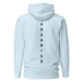 Anuri Elemental Aquarius hoodie, back view with vertical Aquarius lettering.