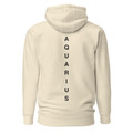 Anuri Elemental Aquarius hoodie, back view with vertical Aquarius lettering.