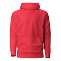 Anuri Elemental Leo Premium Pullover Hoodie in Team Red featuring a minimalist Leo zodiac symbol on the left chest with a modern unisex fit.