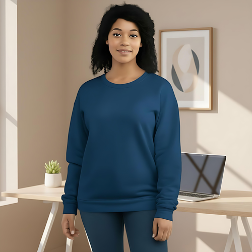 Crown Blue relaxed recycled sweatshirt, viewed from the front