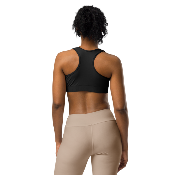 Experience unparalleled comfort and support during your workouts with Anuri Kinetic Racerback Sports Bra, showcasing the supportive racerback cut and flatlock stitching details.