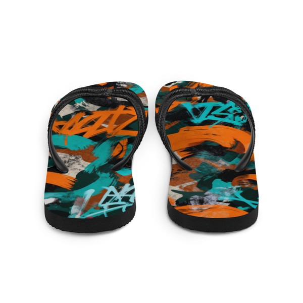Anuri Graffiti Flip-Flops top view – soft fabric lining and black Y-shaped straps
