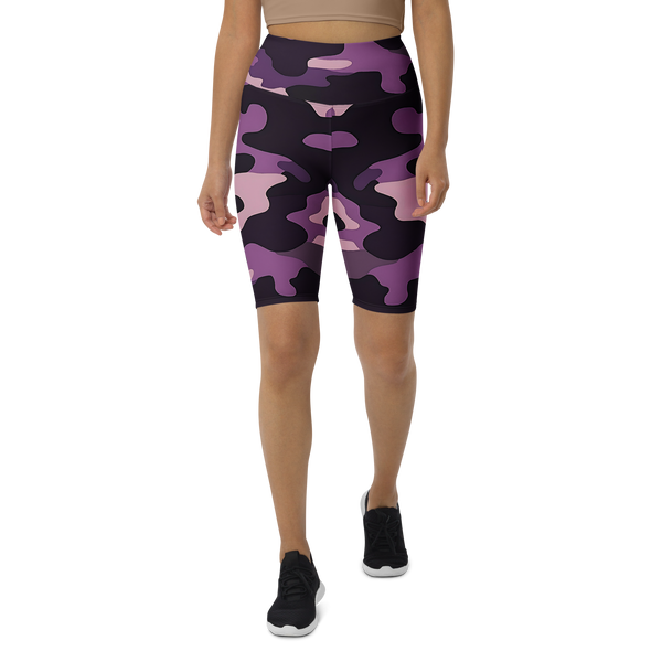 Anuri ShadowCamo high-waisted biker shorts with purple camo print and sculpting fit