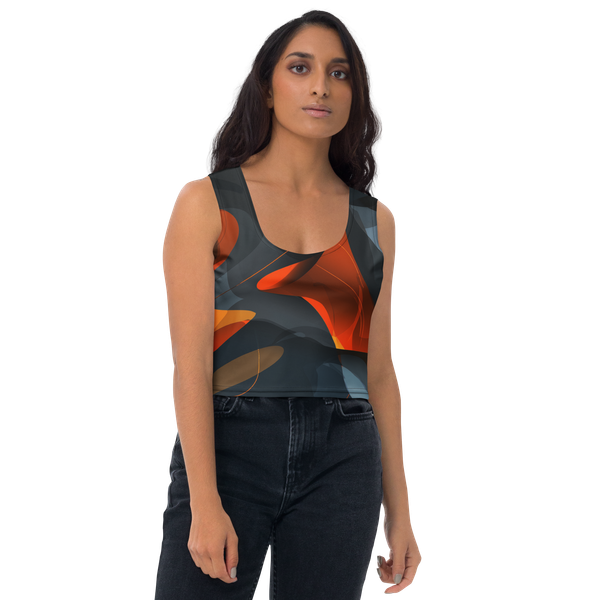 Performance crop top with abstract orange