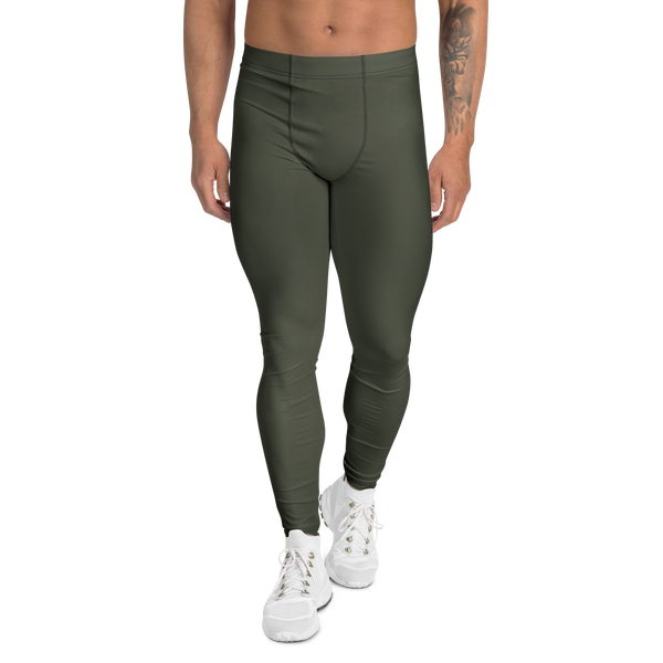 Male athlete wearing Anuri Flow Men’s Earth Recycled Leggings in olive green.