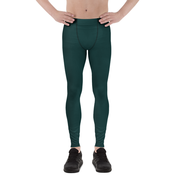 Front view of Anuri Ignite Power Men’s Recycled Leggings in a bold teal performance fabric.