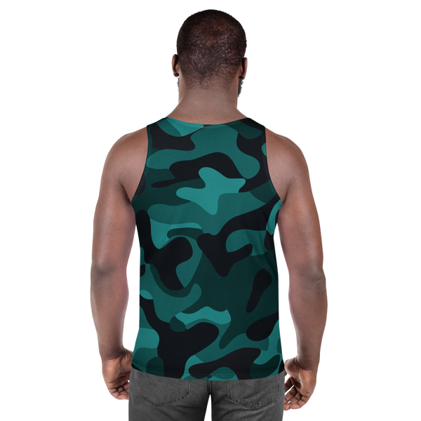 Back view of an athletic male athlete showcasing the shoulder drape and premium mid-weight jersey material of the Anuri Ignite Men’s Tank Top.