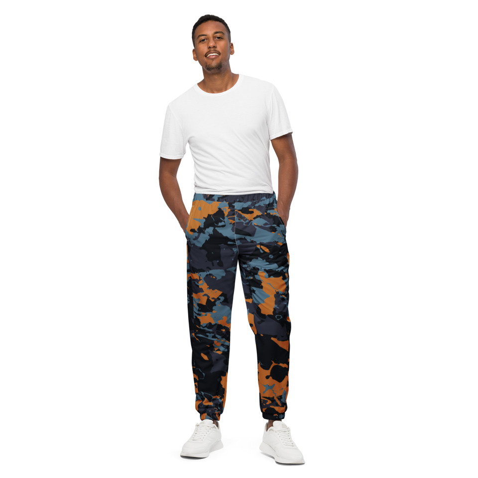 Anuri Track Pants in Wetland Pattern – breathable mesh-lined active track pants for all-day comfort