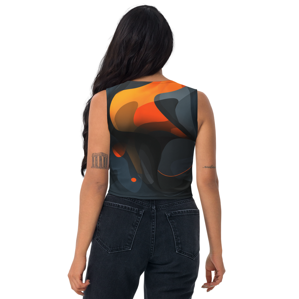 Anuri Ignite recycled performance crop top with abstract orange