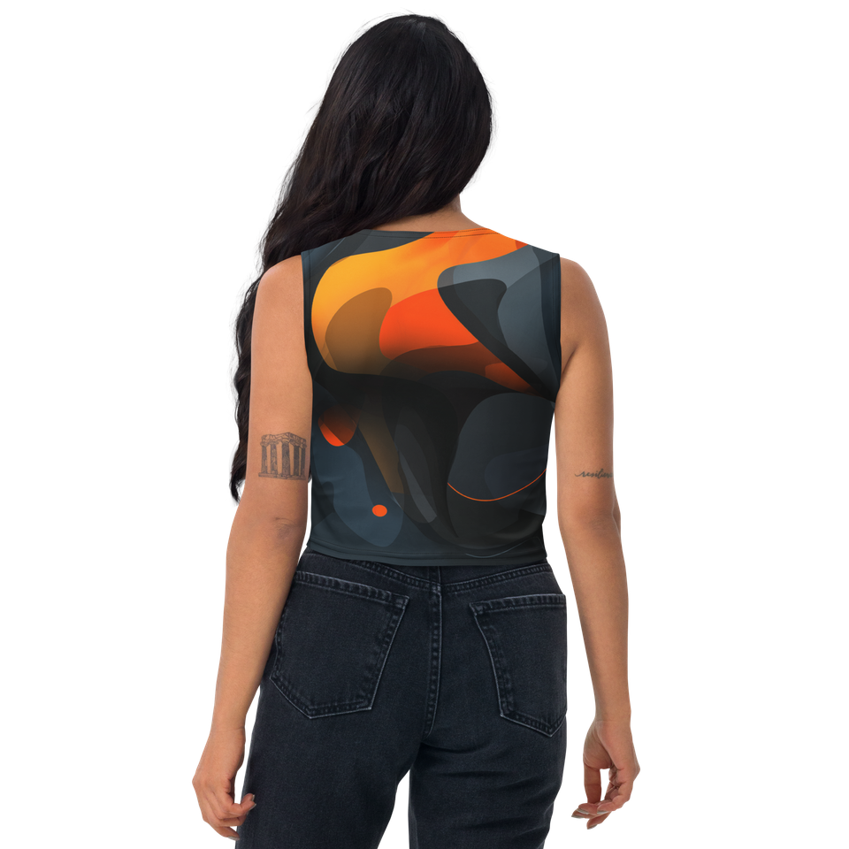 Performance crop top with abstract orange