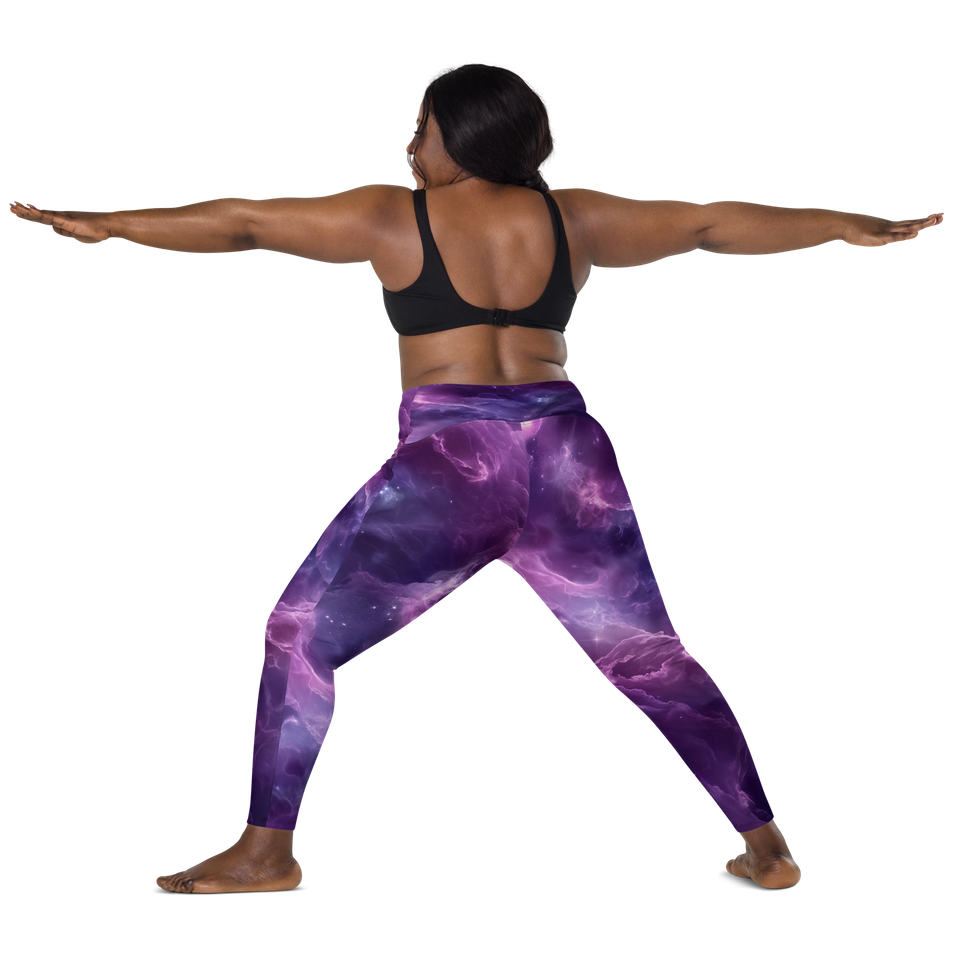 Back view of Anuri Flow recycled crossover leggings with pockets featuring high-waisted fit and crossover waistband.