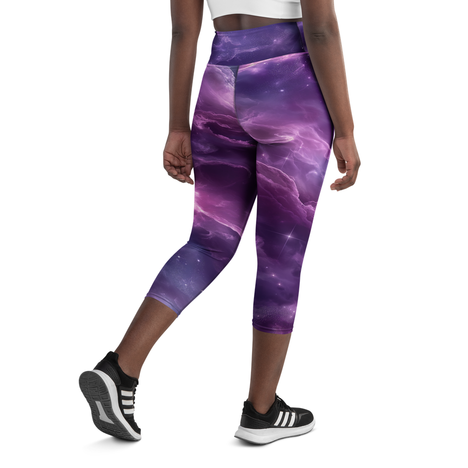 Yoga capri leggings featuring high-rise waistband and mid-calf length