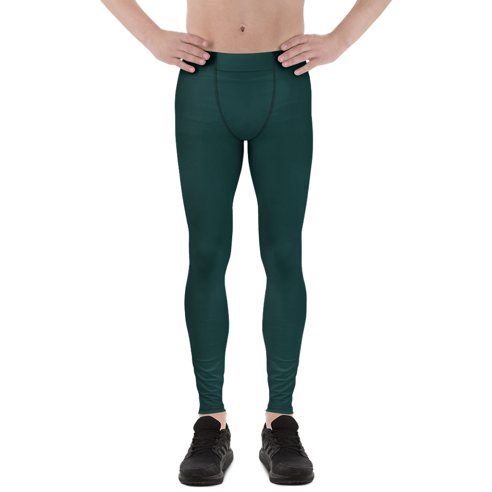 Front view of Anuri Ignite Power Men’s Leggings in a bold teal performance fabric.