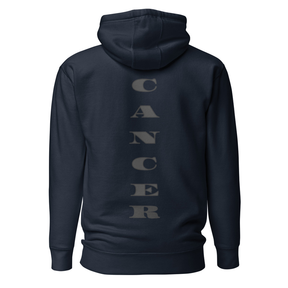 Cancer Water Element hoodie by Anuri featuring embroidered glyph and tonal vertical back design on premium fleece