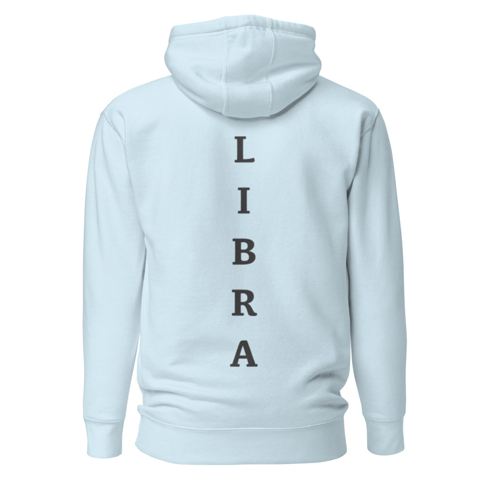 Libra Air Element hoodie by Anuri with embroidered glyph and tonal vertical back design