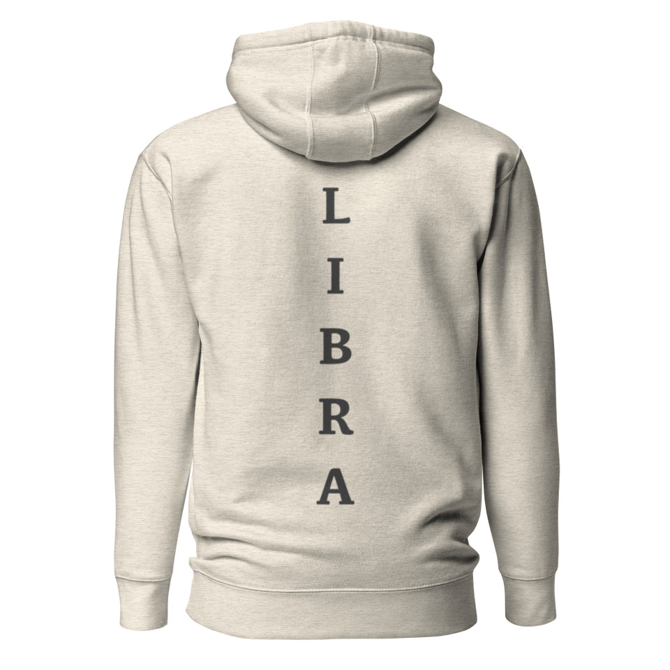 Libra Air Element hoodie by Anuri with embroidered glyph and tonal vertical back design