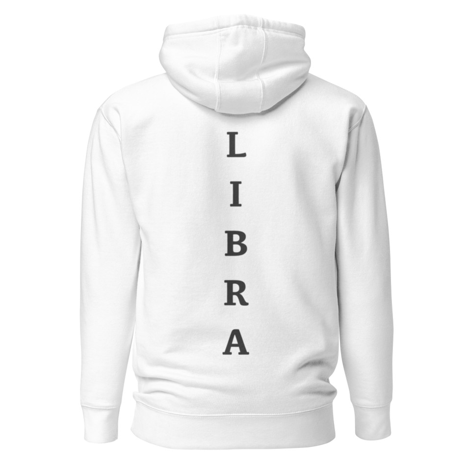 Libra Air Element hoodie by Anuri with embroidered glyph and tonal vertical back design