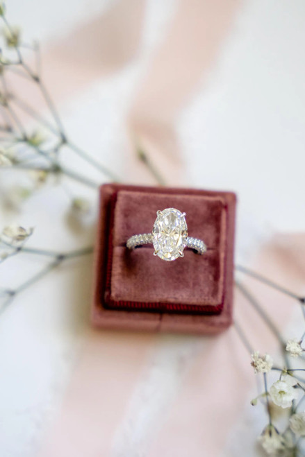 (Sold) 5.05 ct IGI Certified E VS1 Oval Diamond Engagement Ring 14K White Gold Pave Halo