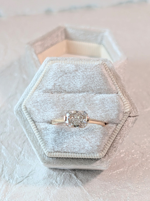 1.691 ct Radiant Lab Diamond Ring 14K Yellow Gold East-West Solitaire