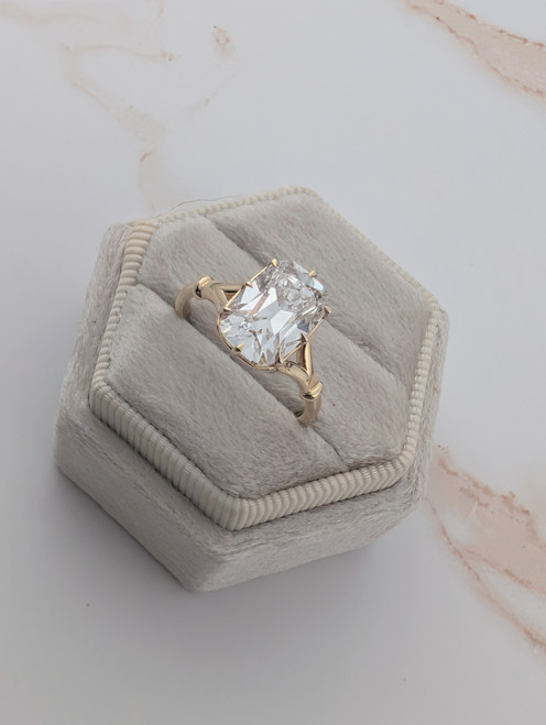 4.02 ct Old Mine Cushion Ring Split Shank