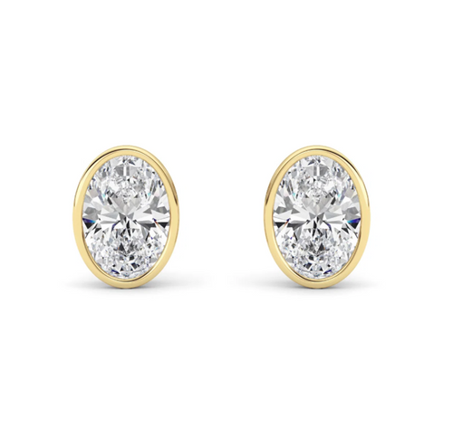 Oval Bezel Stud Earrings 2.0 or 4.0 carat total weight
